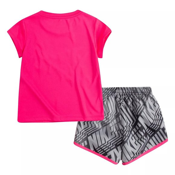 Nike Toddler Girl Dri-FIT Logo T-Shirt & Shorts Set 16H585-023 NEW with TAGS - Picture 2 of 5